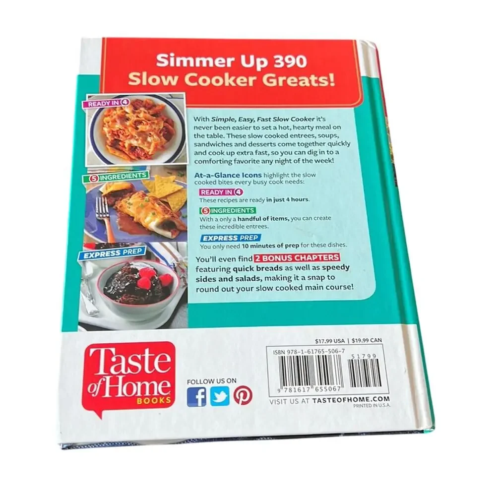 Taste of Home Simple Easy Fast Slow Cooker Cookbook Hardcover